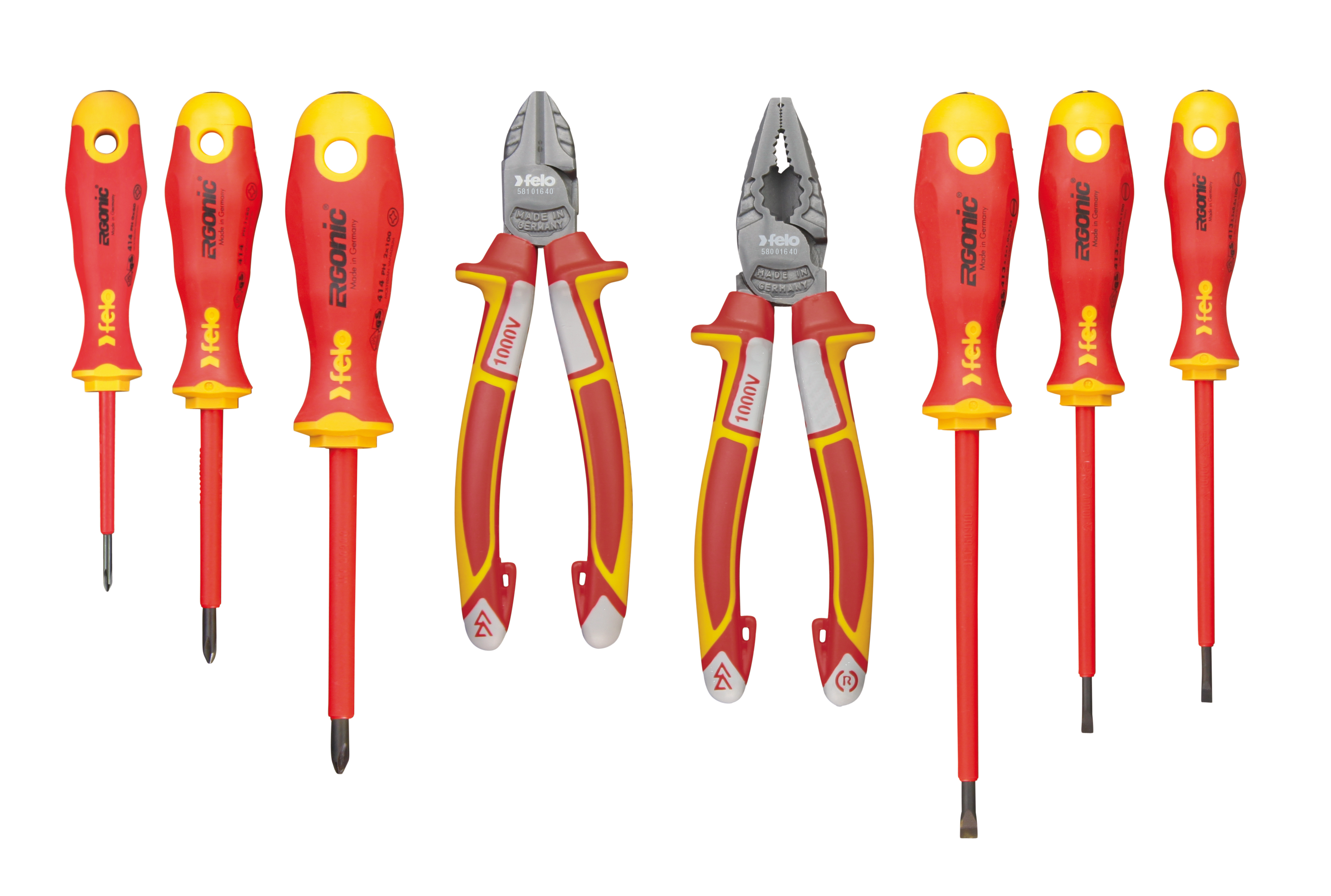 Jogo de Ferramentas Isoladas FELO ERGONIC VDE 8 peças - Made in Germany