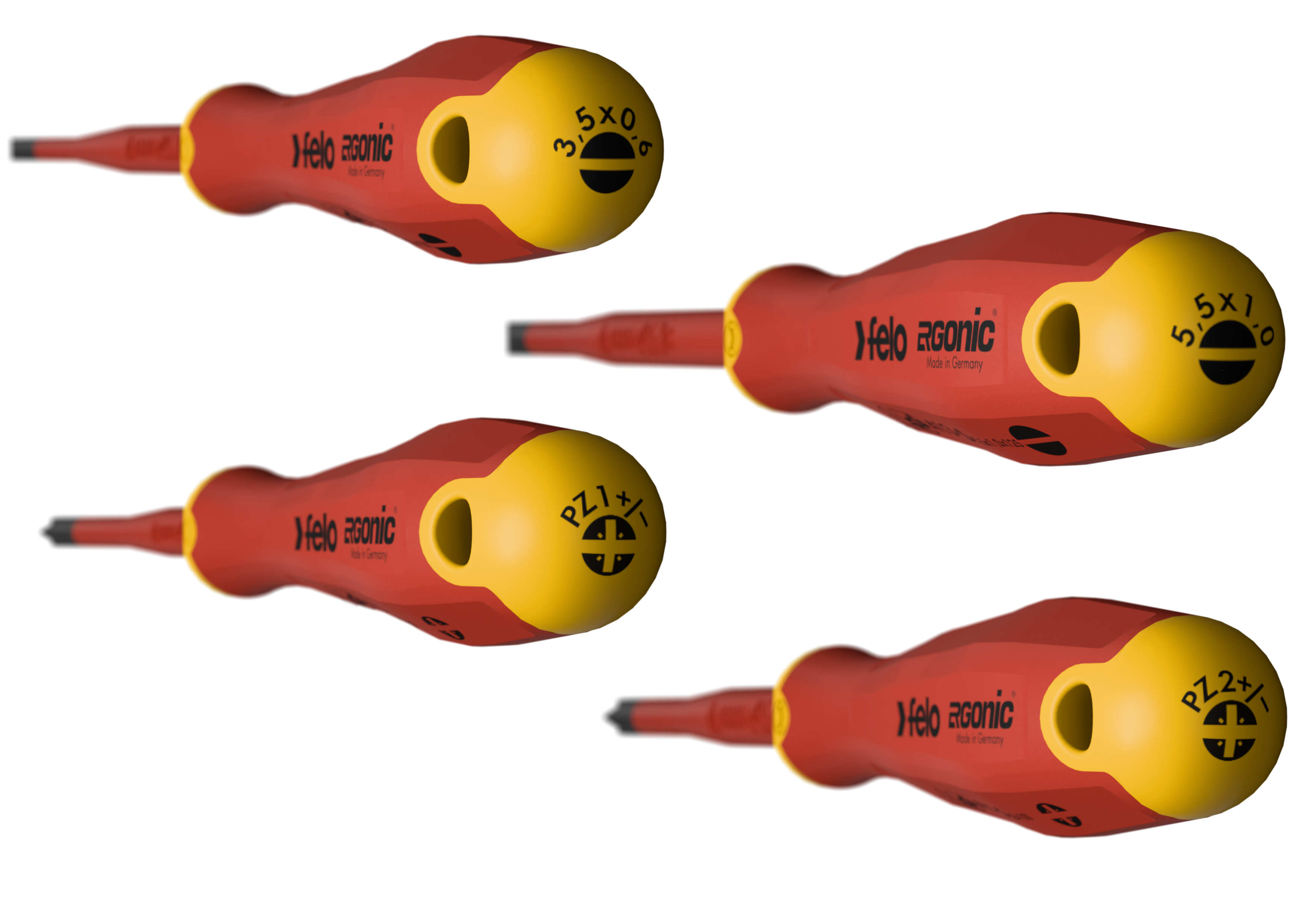 Jogo de Chaves Isoladas FELO ERGONIC VDE E-slim 4 peças Fenda/Plus-Minus Z - Made in Germany 3