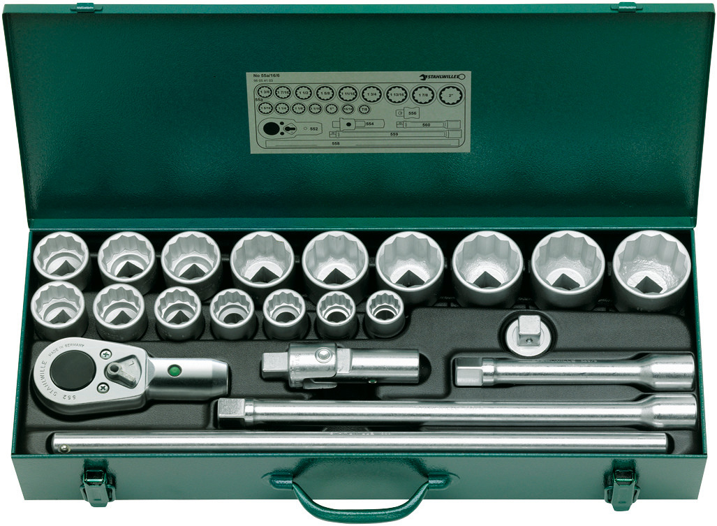 Jogo de Soquetes Estriados STAHLWILLE 55a/16/6 3/4" 22 Peças - Made in Germany